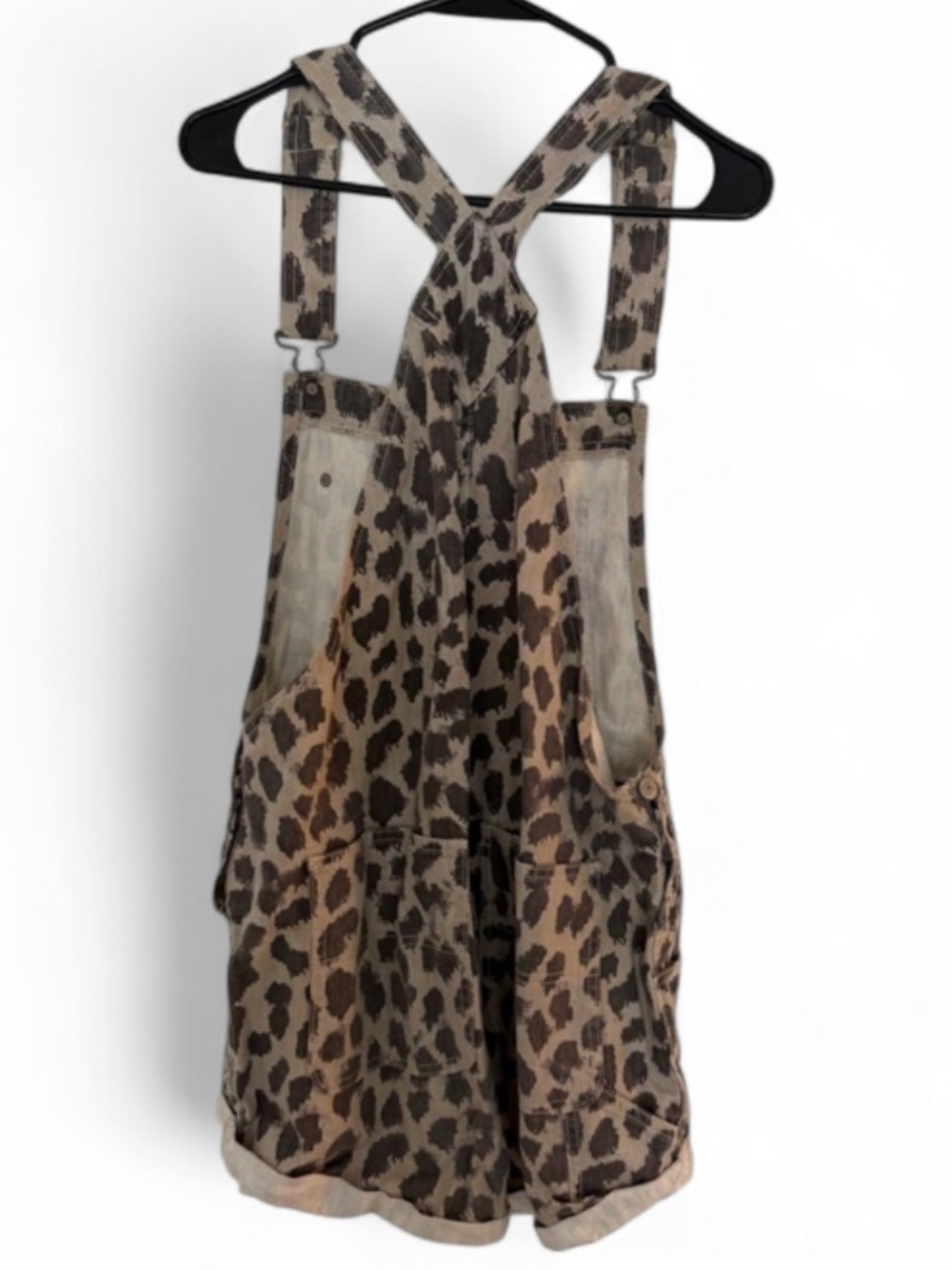 We The Free Leopard Print Short Overalls - Beige and Black - Picture 6 of 7